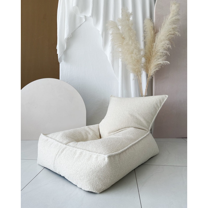 Boucle Beanbag Chair-Cream