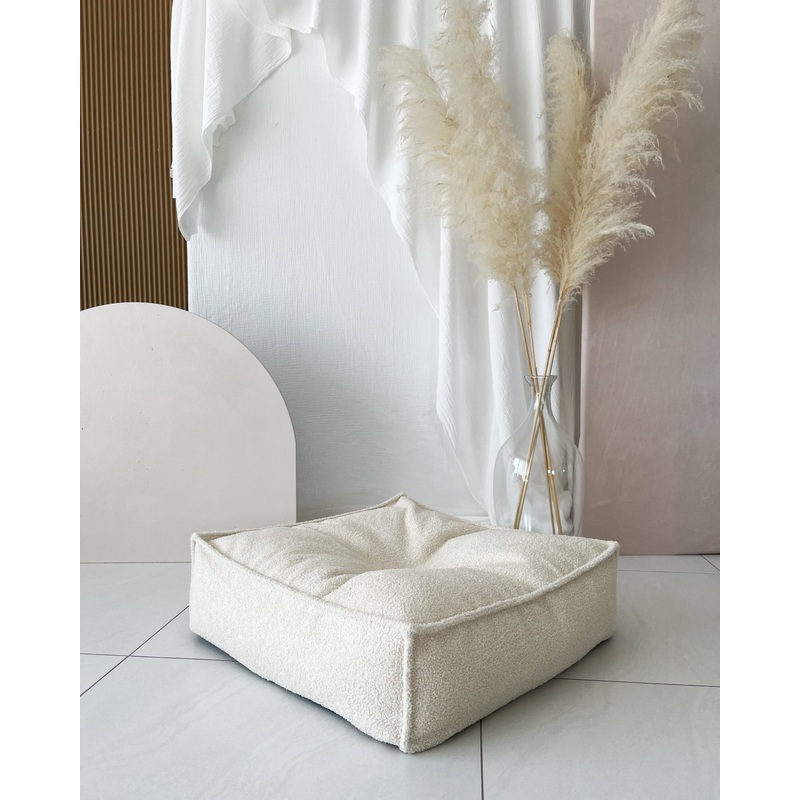 Small Boucle Pouffe-Cream