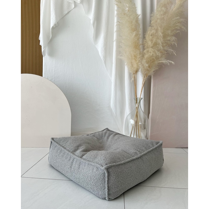 Small Boucle Pouffe-Grey
