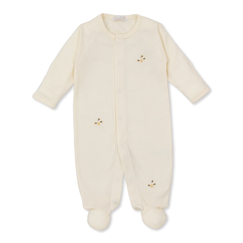 Bee Hive Yellow Stripe Embroidered Footie