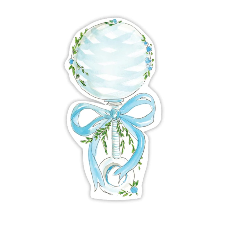Blue Rattle Handpainted Die Cut