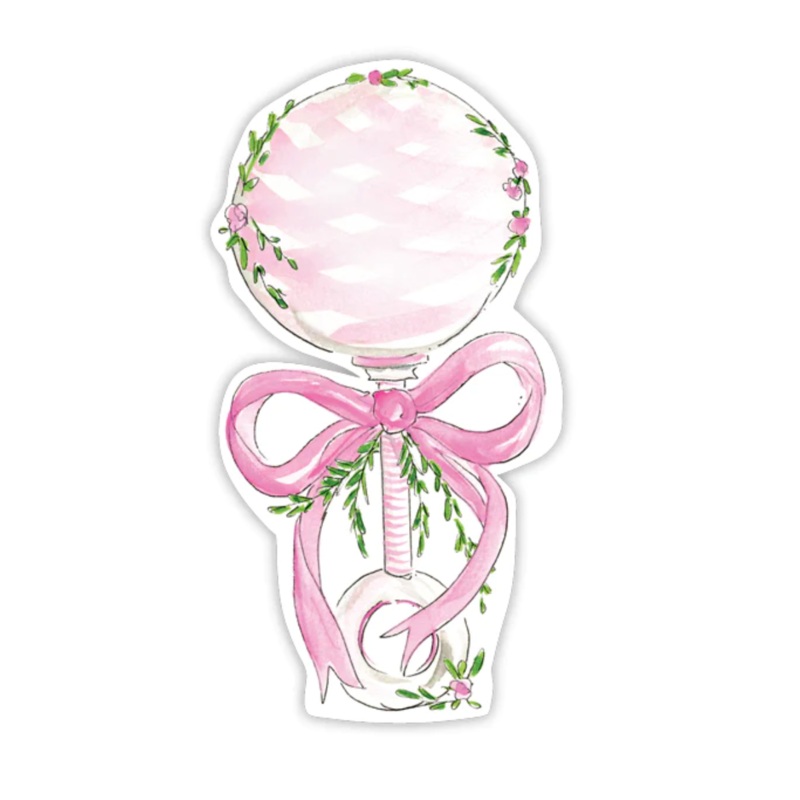 Pink Rattle Handpainted Die Cut