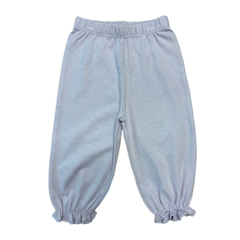 Girl’s Interlock Cotton Lavender Mini Stripe Cinched Ruffle Pants