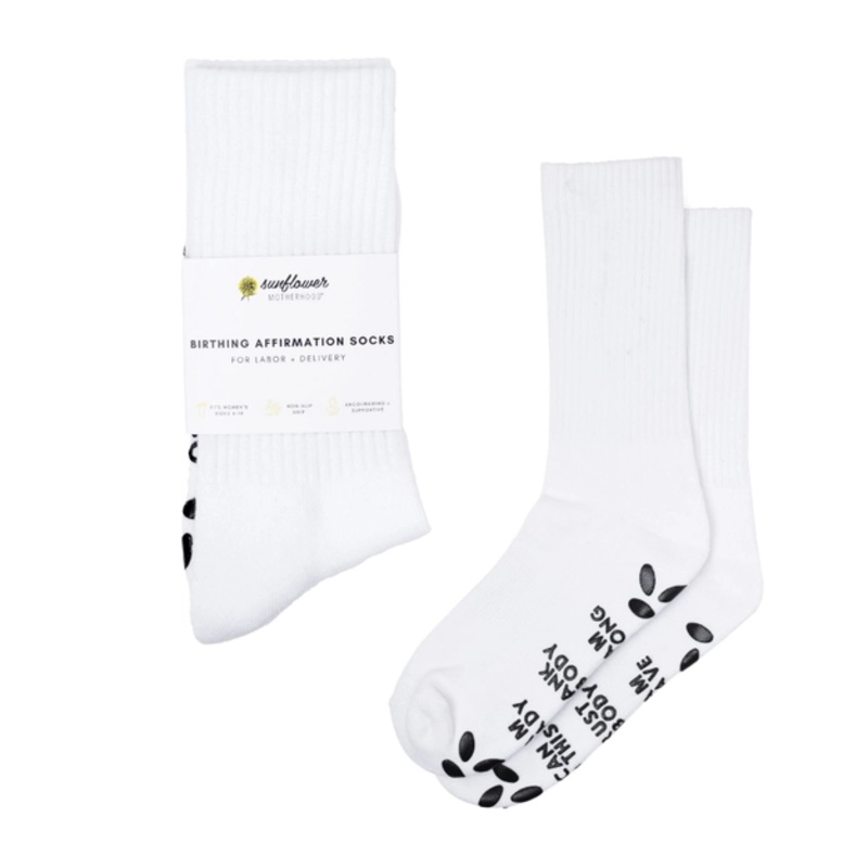 Birthing Affirmation Hospital Socks – White