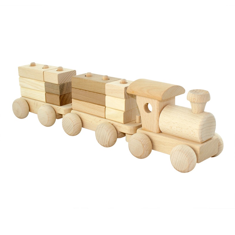 Wooden Train With Stacking Blocks – Esme