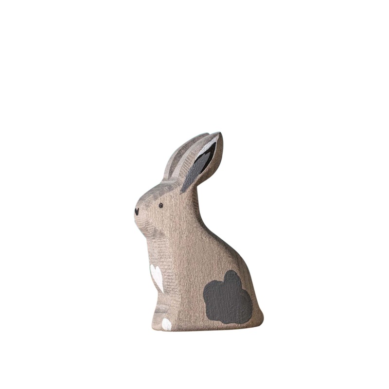 Wooden Sitting Rabbit – Grey