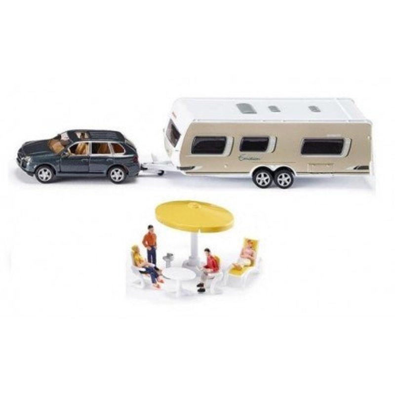 Siku 1:55 Porsche Cayenne with Caravan and Accessories