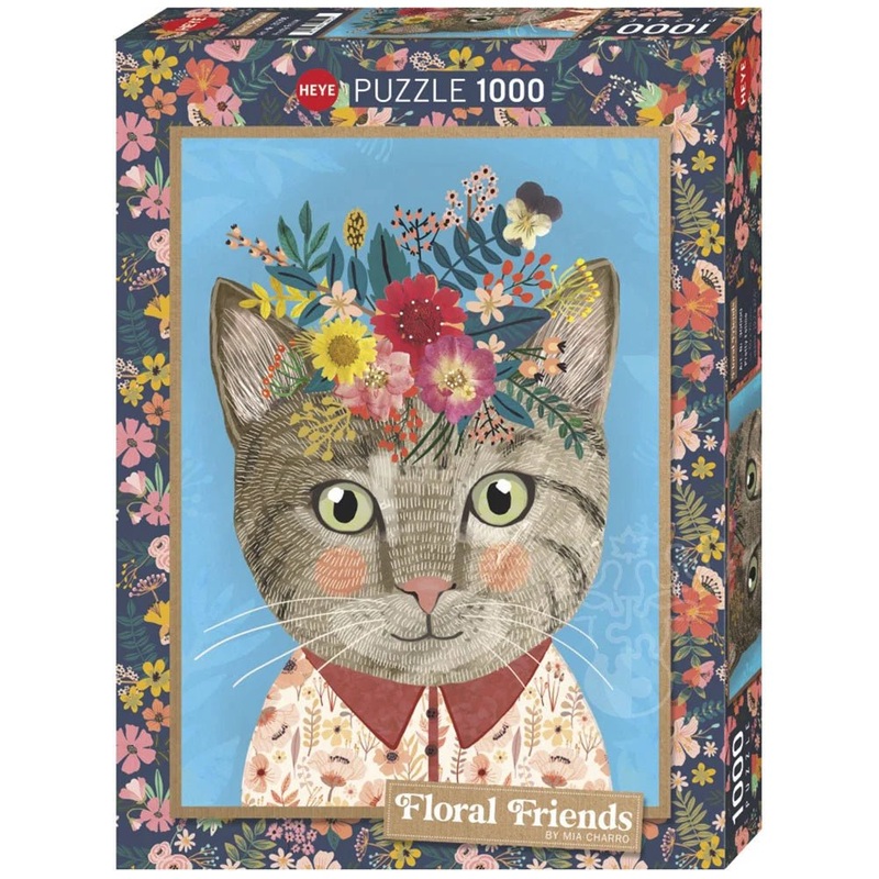 Heye: Floral Friends – Pretty Feline 1000pc puzzle (Mia Charro)