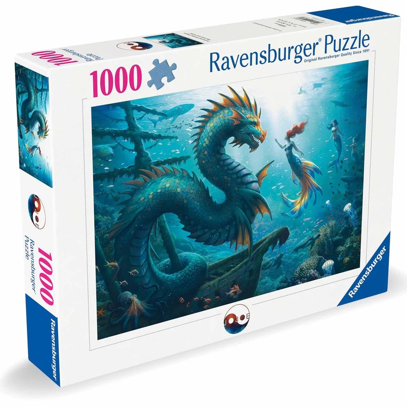 Ravensburger Enchanted Depths: Dragon, Mermaid, Turtles – 1000pc Adult Puzzle