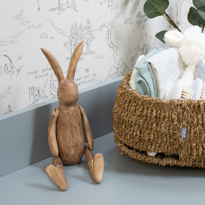Brown Wooden Effect Jointed Rabbit