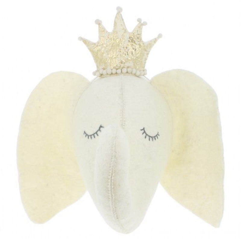 Fiona Walker – Cream Sleepy Elephant Head with Crown