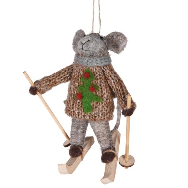 Simon Skiing Mouse Bauble