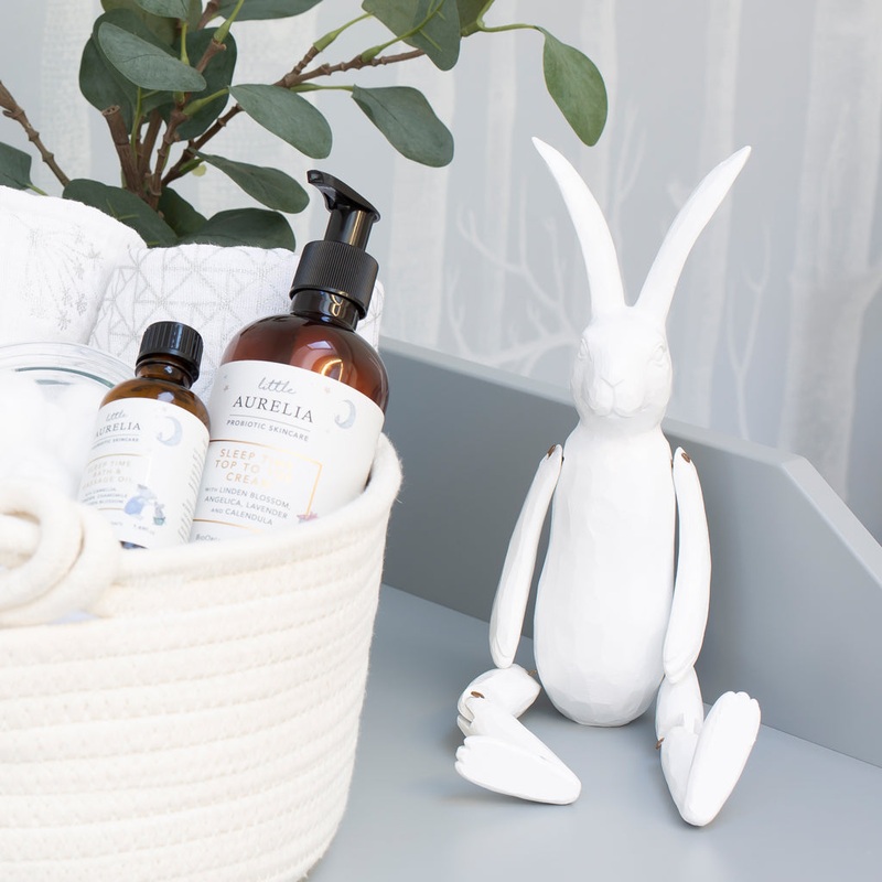 White Wooden Effect Jointed Rabbit