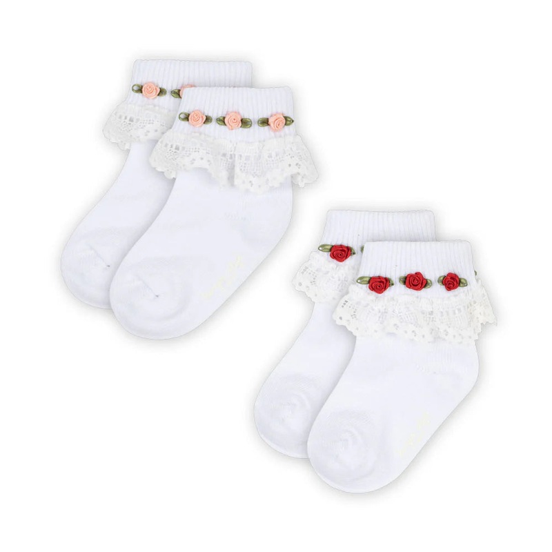 Lace Socks, 2-Pack – White