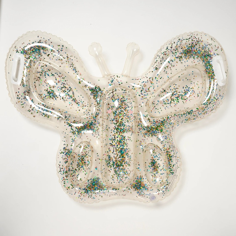 Inflatable Lie-On Float – Butterfly Cotton Candy Glitter