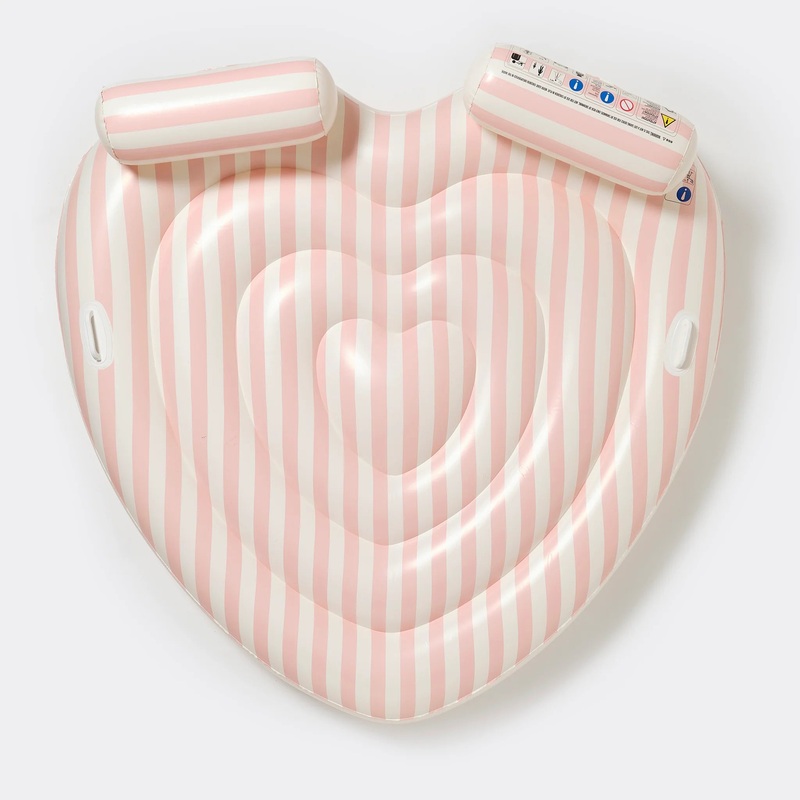 Inflatable Twin Lie-On Float – Stole My Heart Pink Stripe