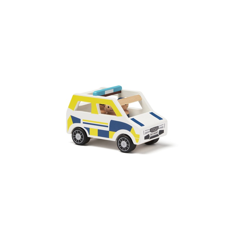 Police Car Incl 2 Police Figures, Wooden
