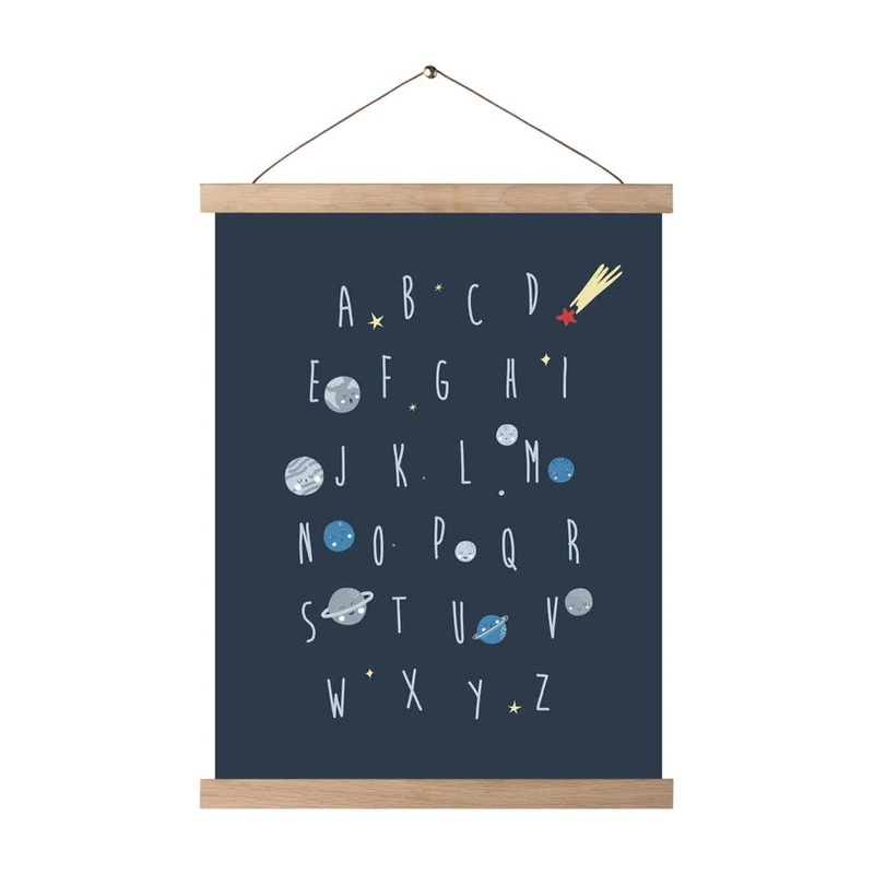 Poster Incl Hanger, Cosmic Alphabet – Dark Blue