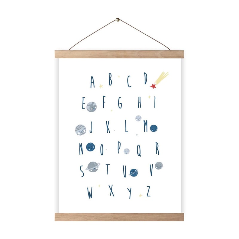 Poster Incl Hanger, Cosmic Alphabet – White