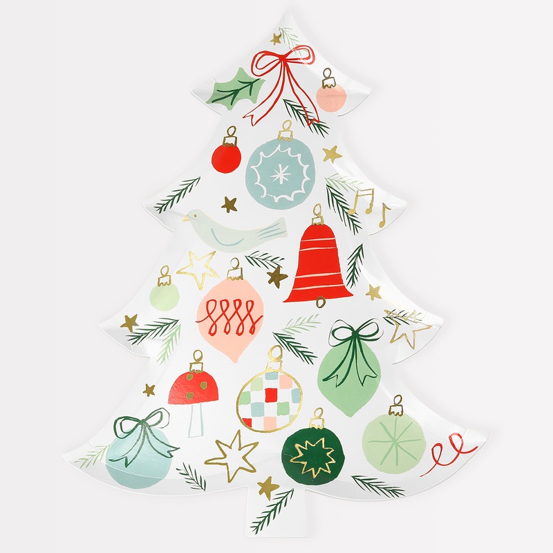 Festive Pattern Tree Plates (x 8)