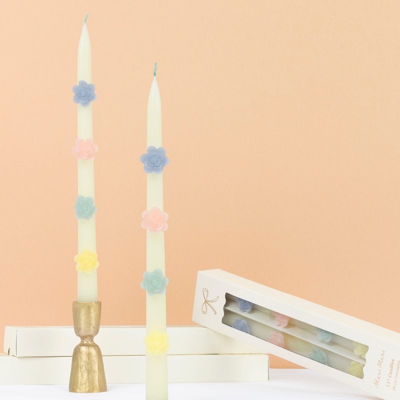 Pastel Flower Taper Candles (x 2)