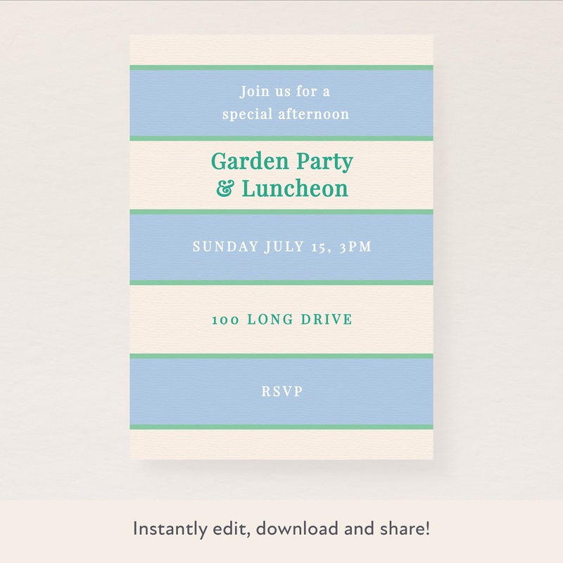 Blue Cabana Stripe Download & Print Invitation