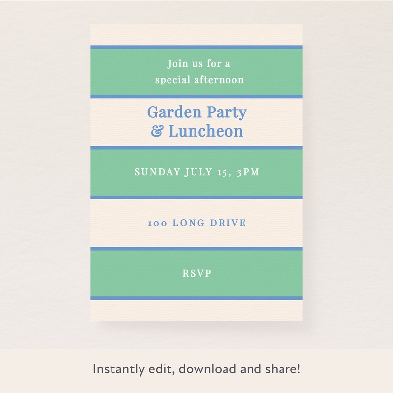 Green Cabana Stripe Download & Print Invitation