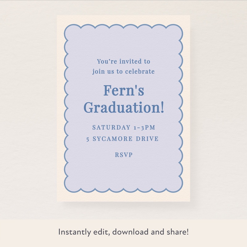 Periwinkle Scallop Download & Print Invitation