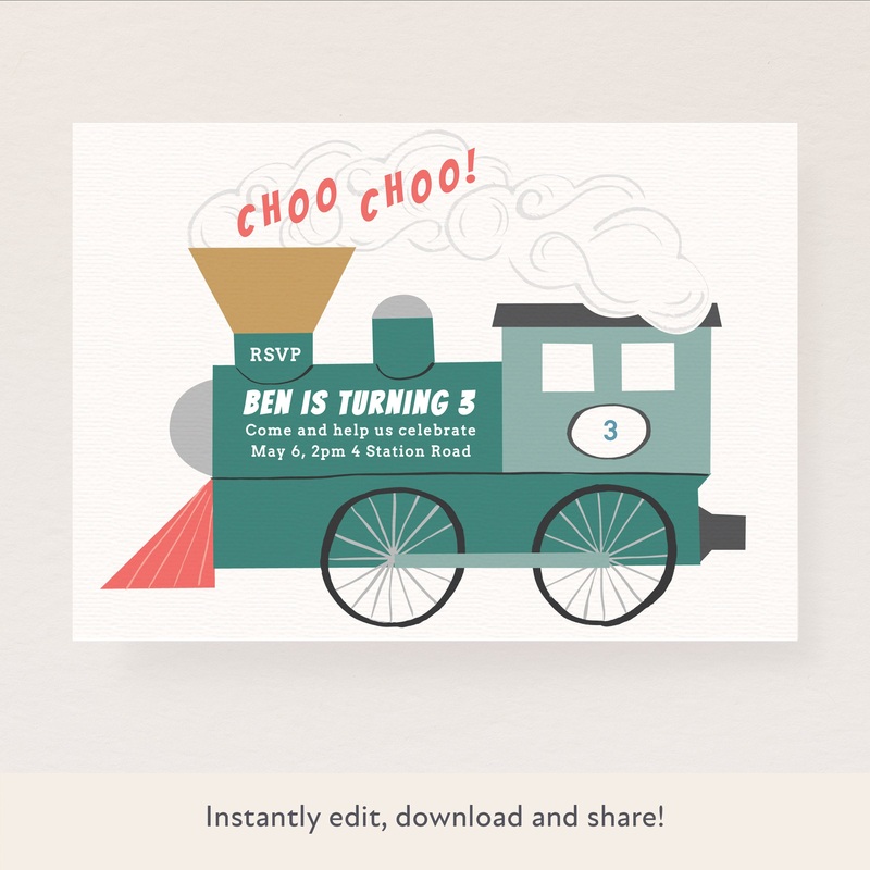 Train Download & Print Invitation