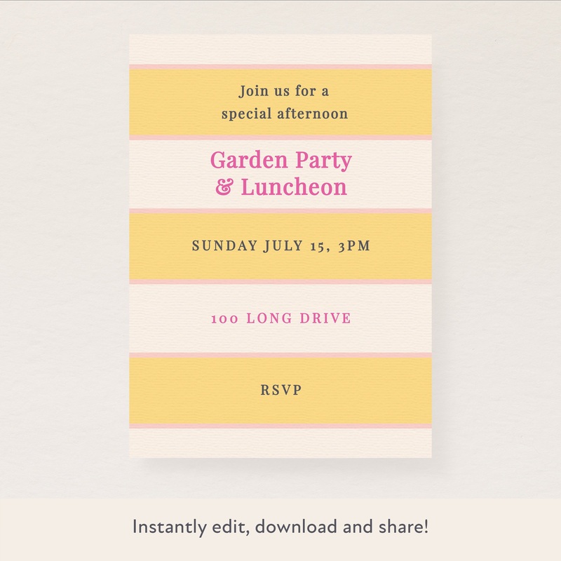 Yellow Cabana Stripe Download & Print Invitation