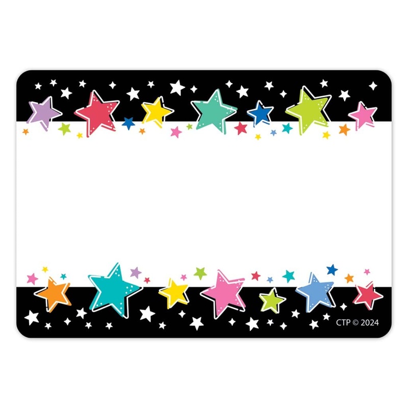 COLORFUL STARS ON BLACK (STAR BRIGHT) LABELS
