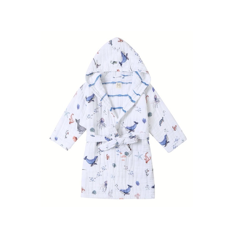 Kids Hooded Muslin Robe – Under the Sea