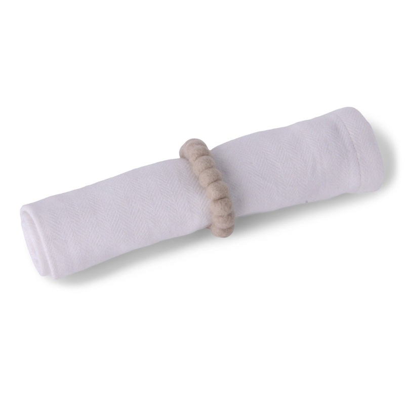Gry & Sif Napkin Ring Felt 2pk beige