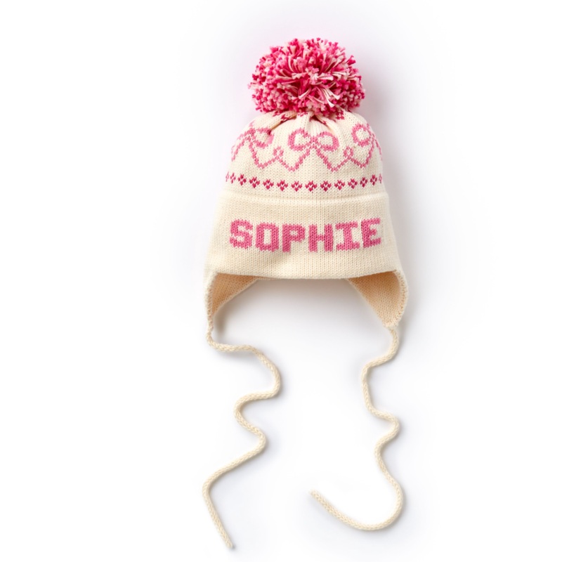 Ear Flap Hat with Name, Bow  (online only)