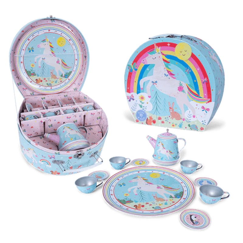 Floss & Rock 11pc Musical Tin Tea Set – Rainbow Fairy – 3yrs+