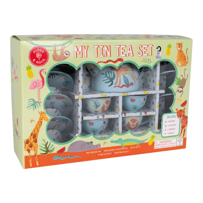 Floss & Rock 14pc tin tea set – jungle