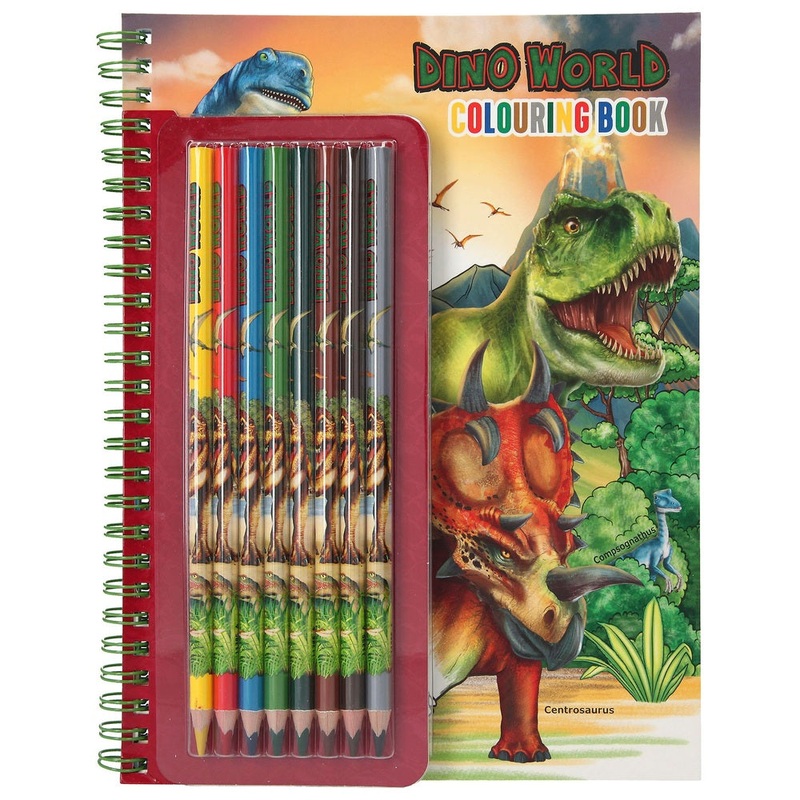 Top Model Dino World – Colouring Book with 8 coloured pencils + stickers – 5yrs+