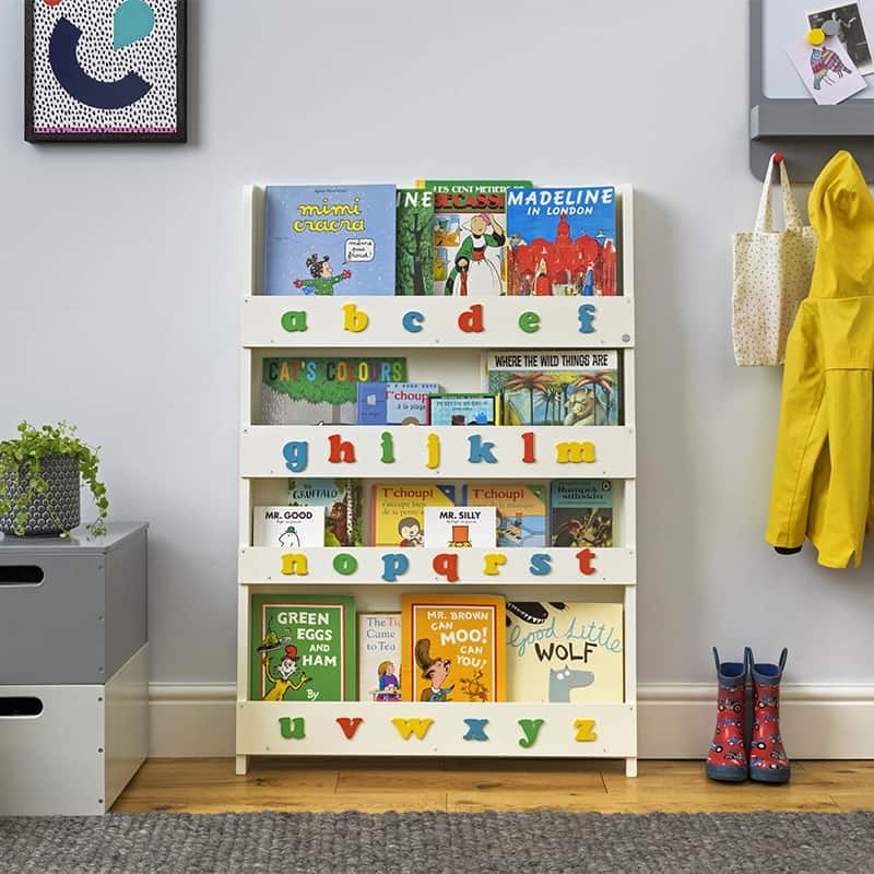 Bookcase – White with Multi-Coloured Alphabet