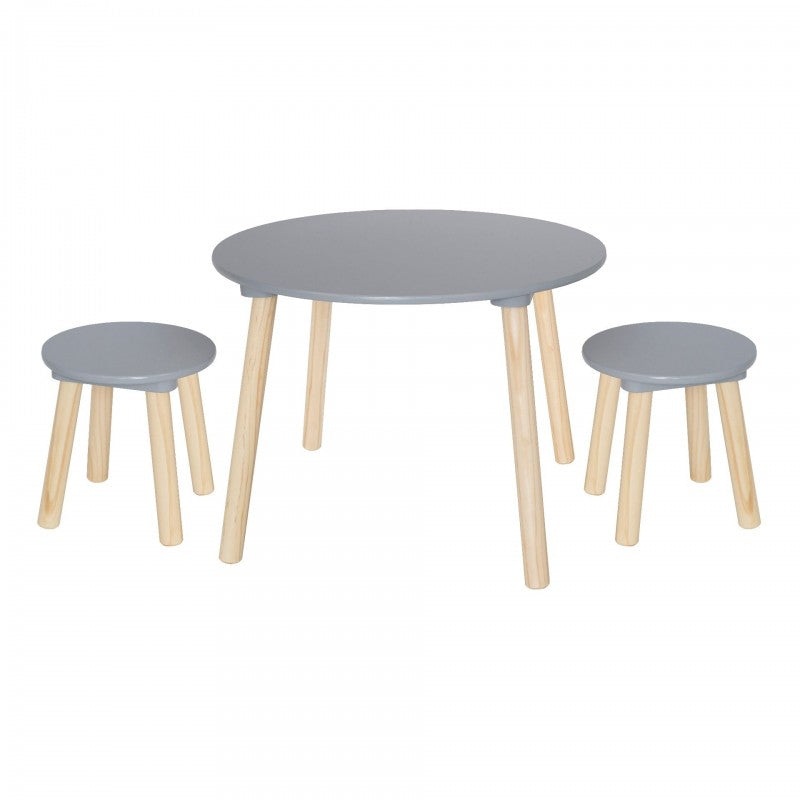 Table and 2 Stools – Grey
