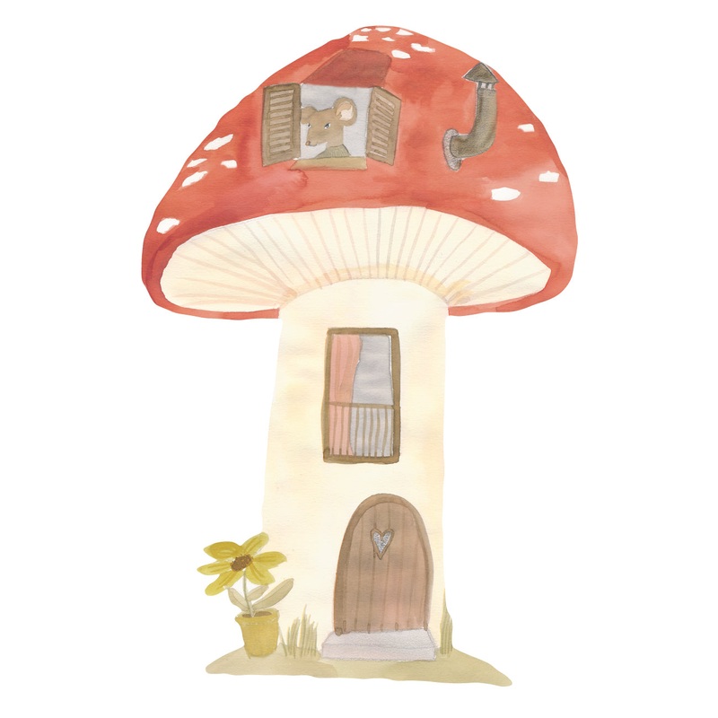 Wall Sticker, Large – Red Mushroom w/ Mouse