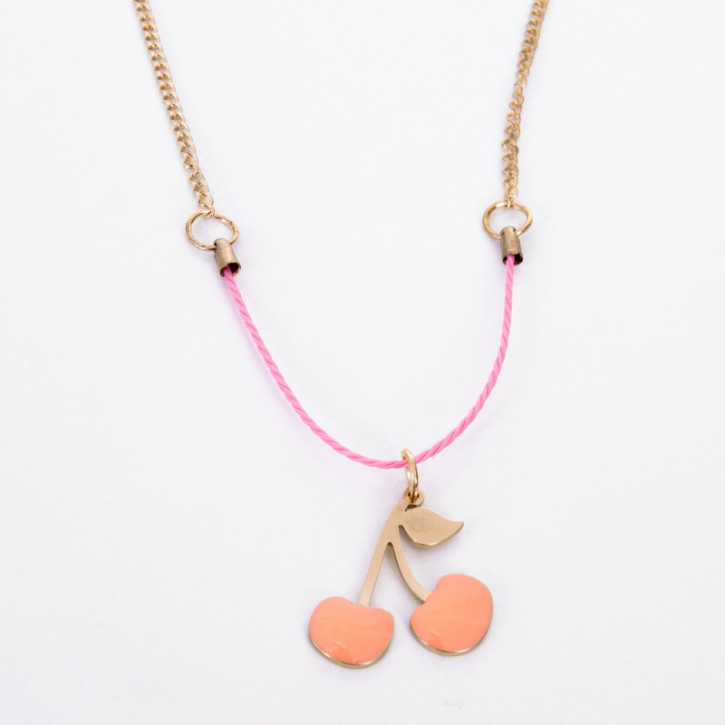 Enamel Cherries Necklace