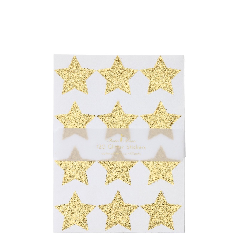 Gold Glitter Stars Sticker Sheets (x 10 sheets)