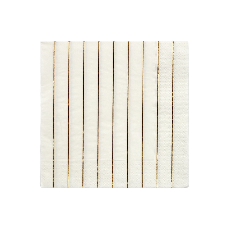 Gold Stripe Large Napkins (x 16)