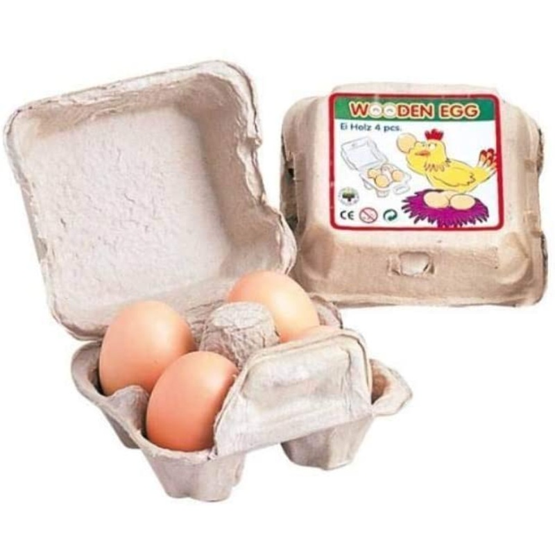 Wooden Eggs in Carton