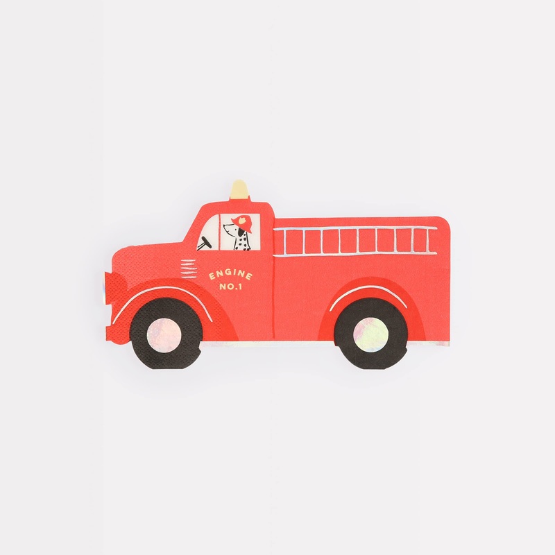Fire Truck Napkins, 16-Pack