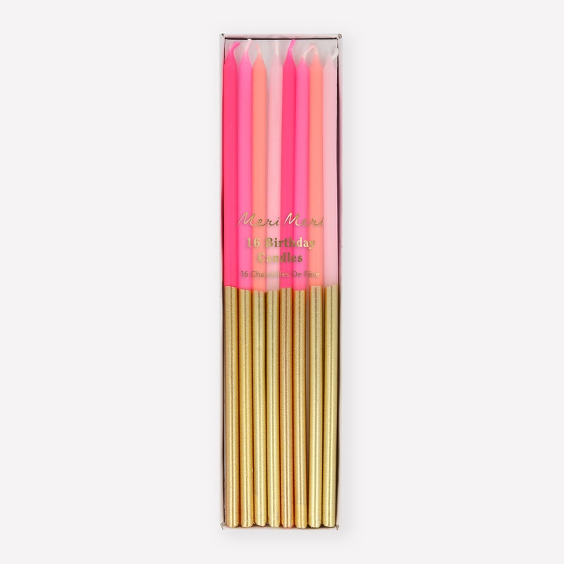 Gold Dipped Pink Mix Candles (x 16)