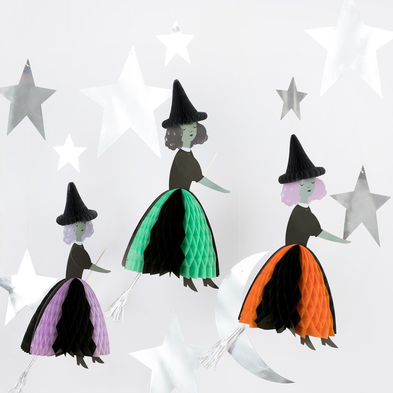 Flying Honeycomb Witch Decorations (x 3)