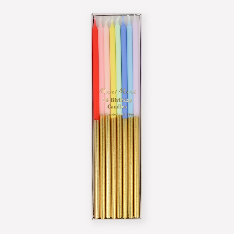 Gold Dipped Rainbow Mix Candles (x 16)