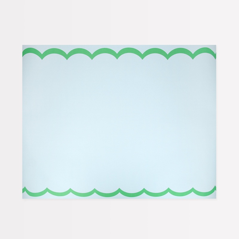 Scalloped Edge Blue Green Table Runner